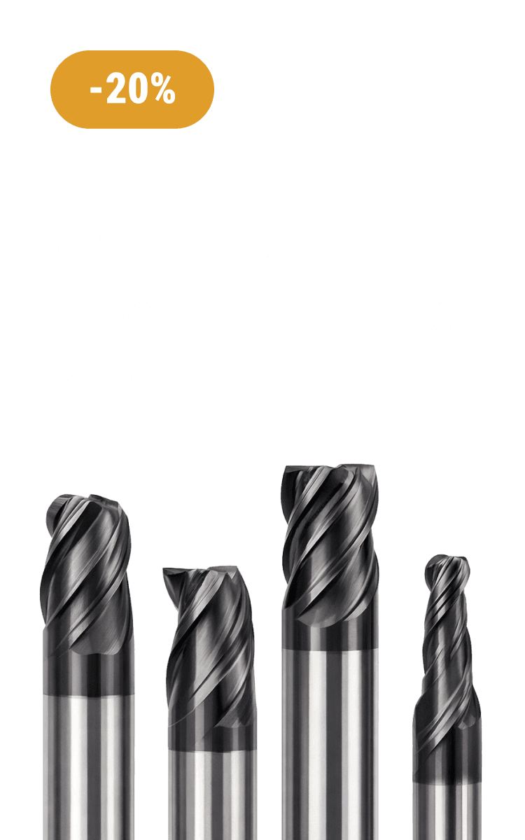 Скидка -20% на концевые твердосплавные фрезы